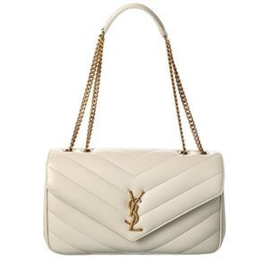 Saint Laurent Loulou Medium Leather Shoulder Bag, White